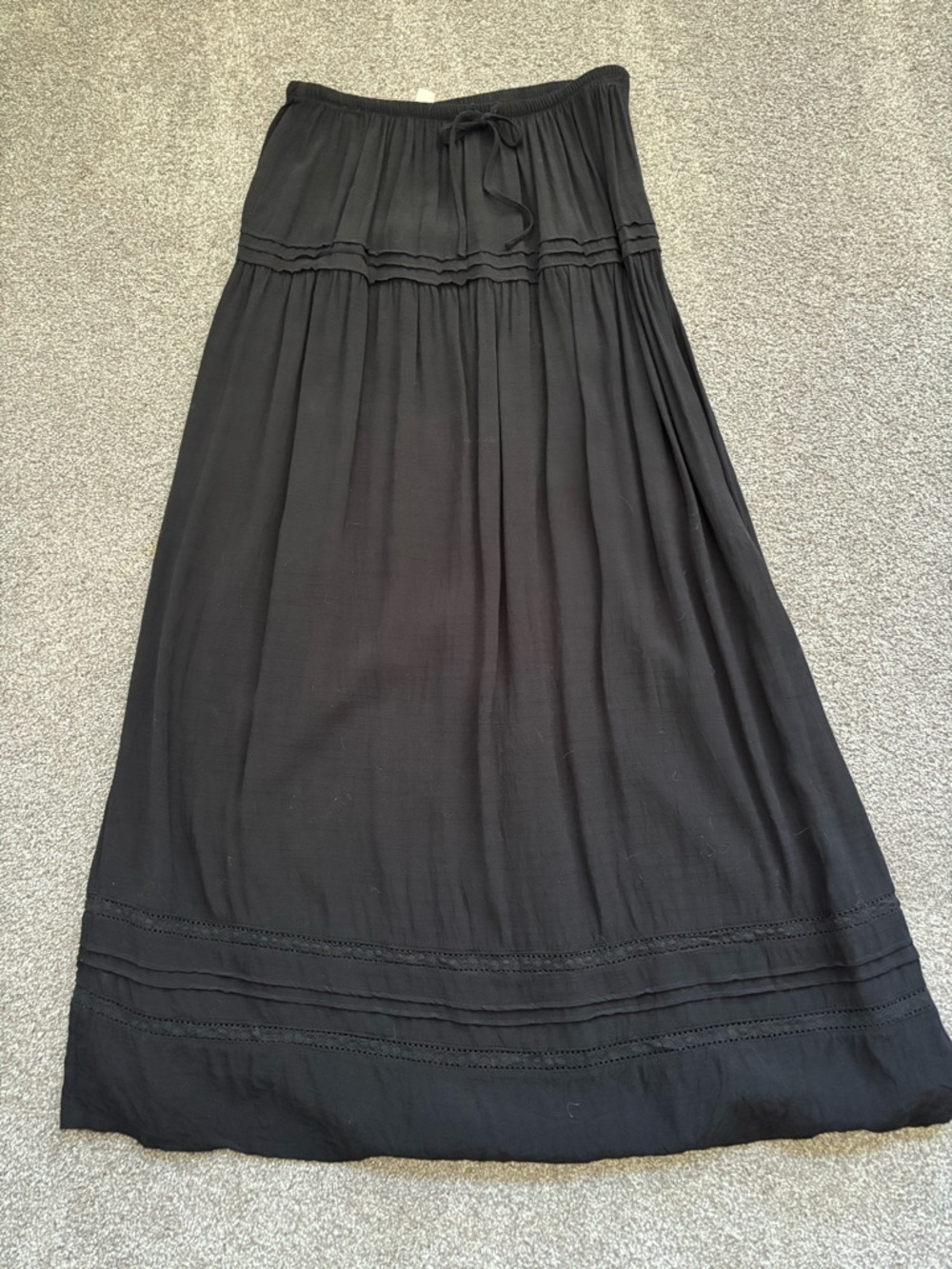 Black Maxi Skirt with Drawstring Waist Treasure and Bond Size M